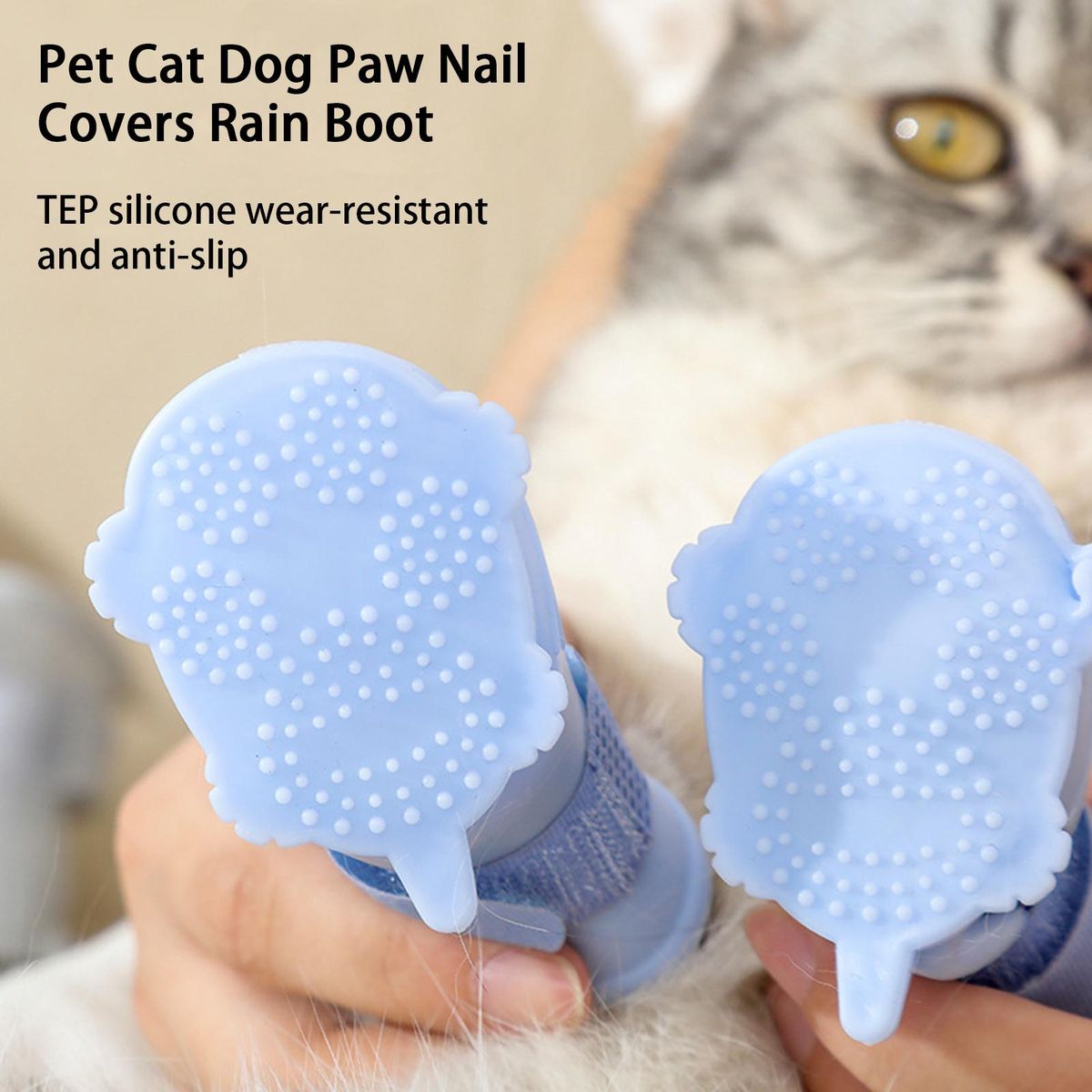 4Pcs Pet Shoes Nail Trim Grooming Pet Cat Dog Foot Covers Purple