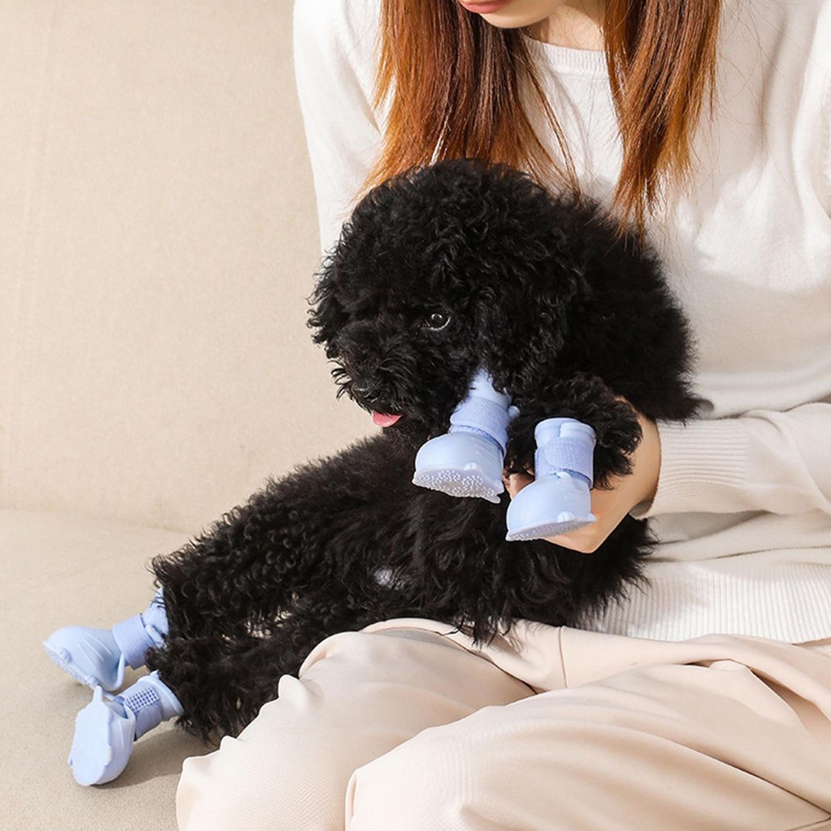 4Pcs Pet Shoes Nail Trim Grooming Pet Cat Dog Foot Covers Purple