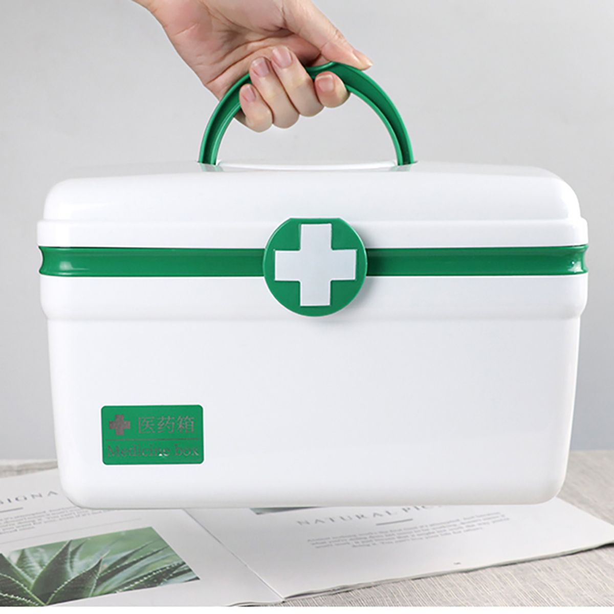 Medicine Box Family Cases Plastic L Storage Box Large Green