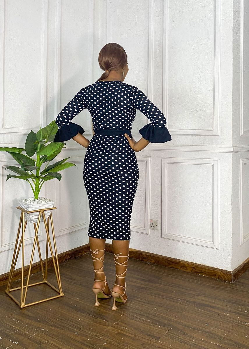 Sara Polka Dot Midi Dress - Black/white