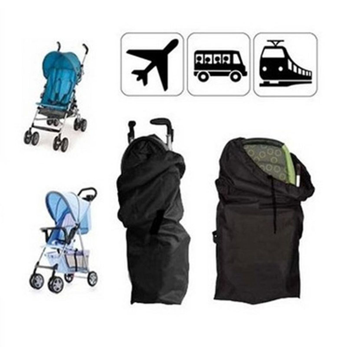 Stroller Travel Bag Portable Durable Lightweight Waterproof Black