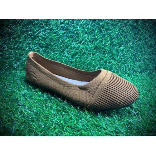 Ladies Beautiful Flat Ballerina Casual Shoe- Brown