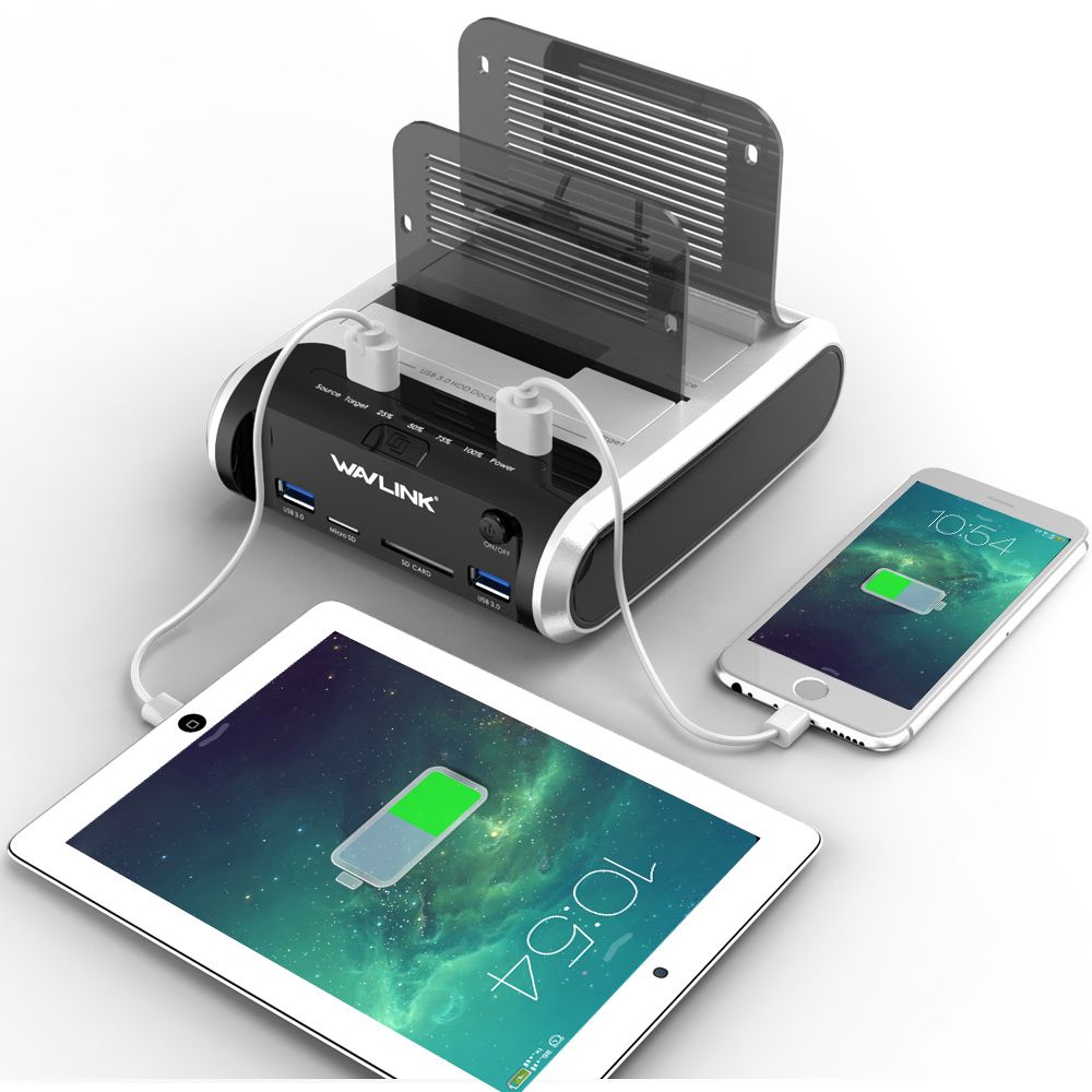 Wavlink SATA HDD 2.5"3.5" External Hard Drive USB 3.0 Docking Station 5Gbps Offline Clone Card Reader For Hard Drive Up To 16TB