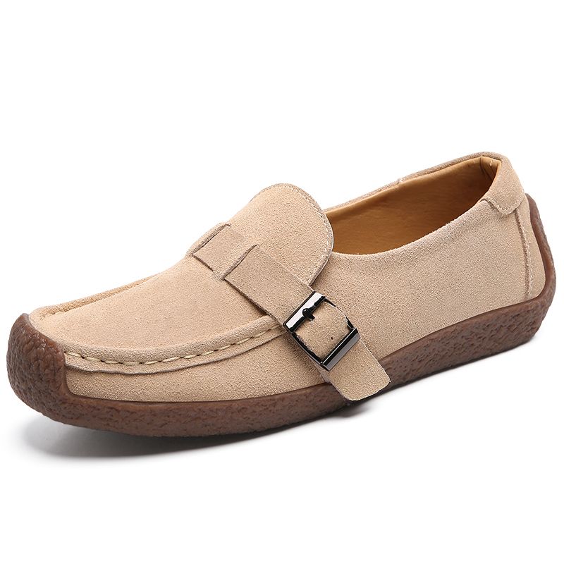 New Women Flats Shoes Female Cow Leather Moccasins Woman Cutout Loafers Slip On Oxfords Flats Beige