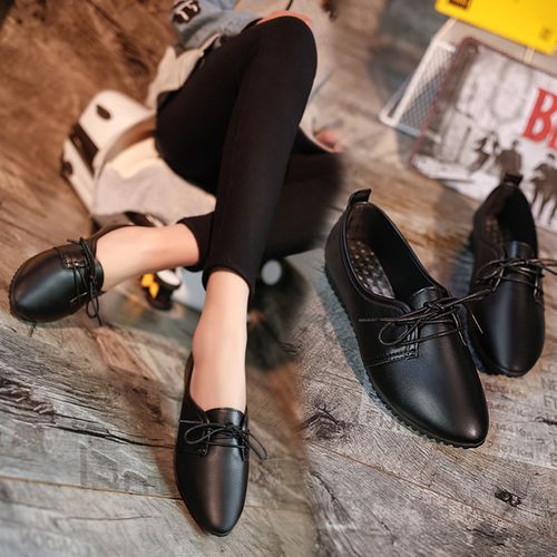 Ladies Casual Leather Shoes Flat Low Heel Women's Shoes
