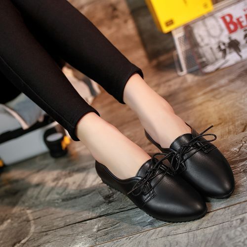 Ladies Casual Leather Shoes Flat Low Heel Women's Shoes