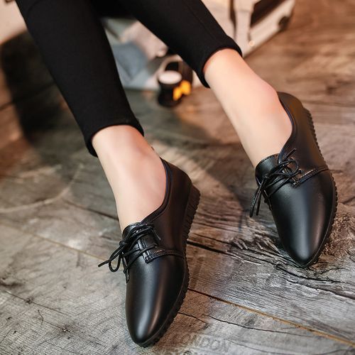 Ladies Casual Leather Shoes Flat Low Heel Women's Shoes