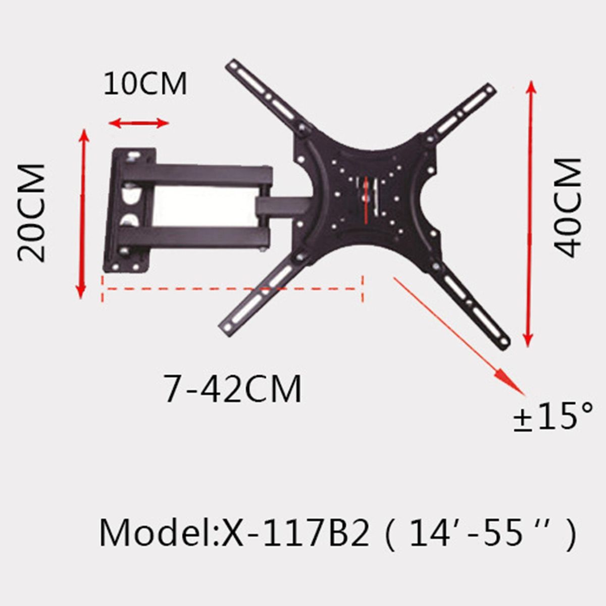 Full-Motion TV Computer Wall Mount, Suitable for Most 14-55 Inch TVs, Suitable for TVs with Swivel Articulated Arms