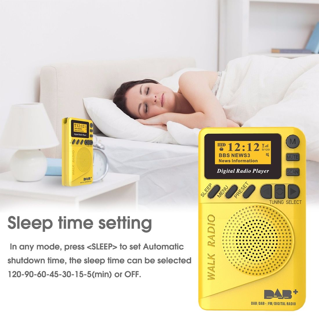 Mini Pocket DAB Digital Radio FM Receiver RDS With LED Display Portable MP3 Player Support TF Card Sleep Time Set