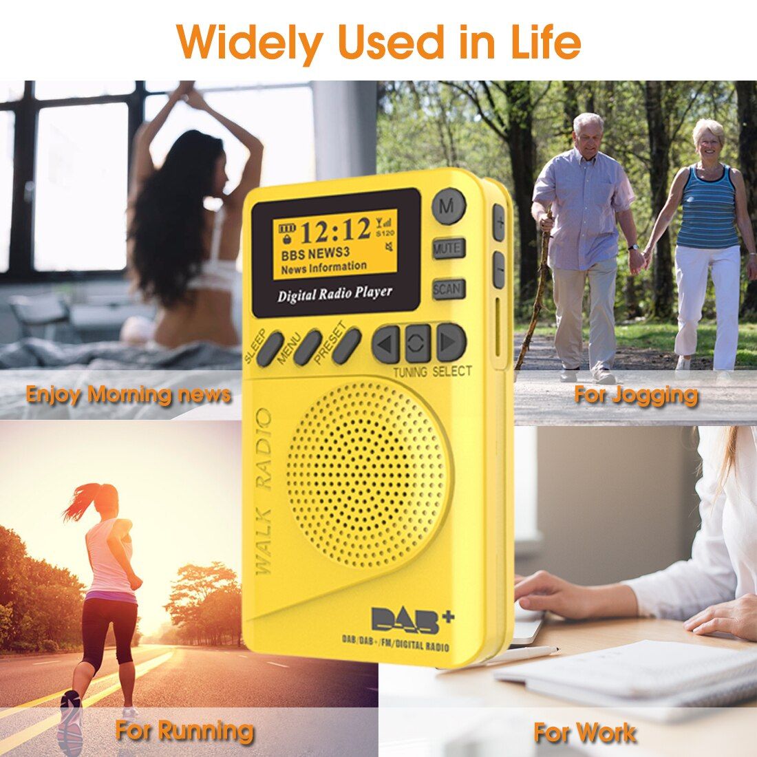 Mini Pocket DAB Digital Radio FM Receiver RDS With LED Display Portable MP3 Player Support TF Card Sleep Time Set
