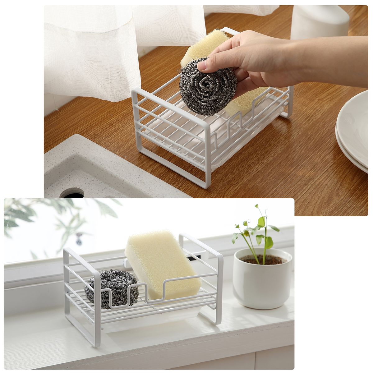 Sponge Soap Brush Holder Kitchen Soap Caddy Countertop