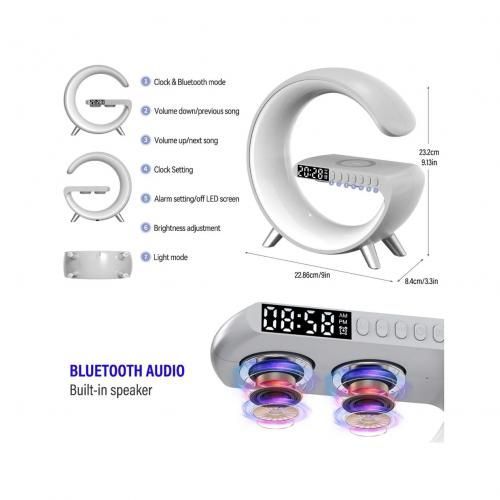 Smart LED Lamp, Clock, Wireless Fast Charging, Bluetooth Speaker