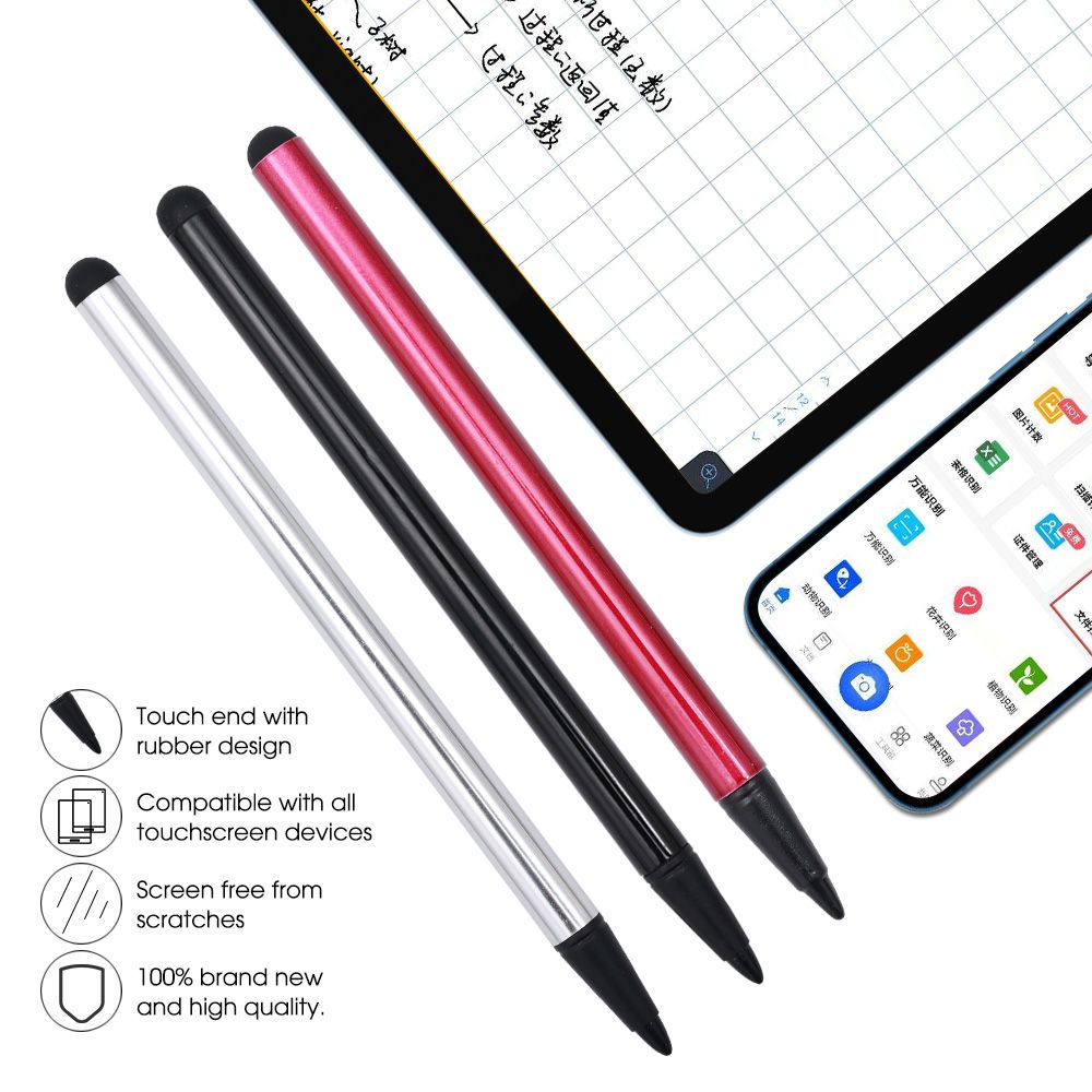(Black 3PCS)3PCS Portable 2 In 1 Universal Phone Tablet Touchscreen Pens Capacitive Stylus Pencil For Iphone Ipad Samsung Tablet Laptop Pen MAA