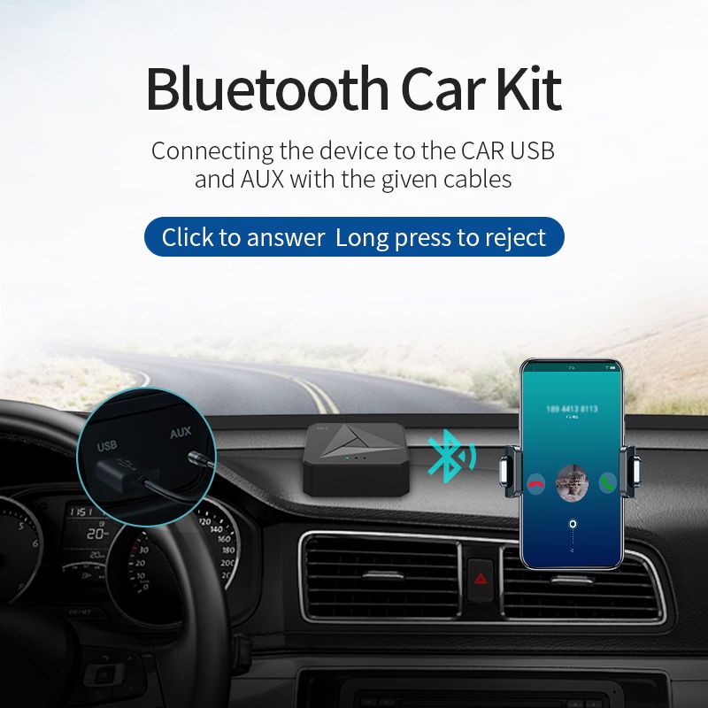 Bluetooth 5.0 Receiver Transmitter 3.5mm AUX Jack RCA Music Wireless Audio Adapter Handsfree Call Mic NFC Car Kit For TV Auto ON