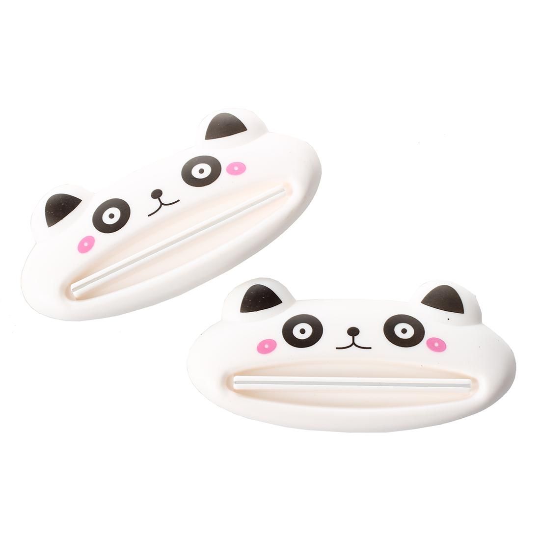 2 Pcs Home Multifunctional Bathroom Toothpaste Cream Squeezer, Panda-shape White