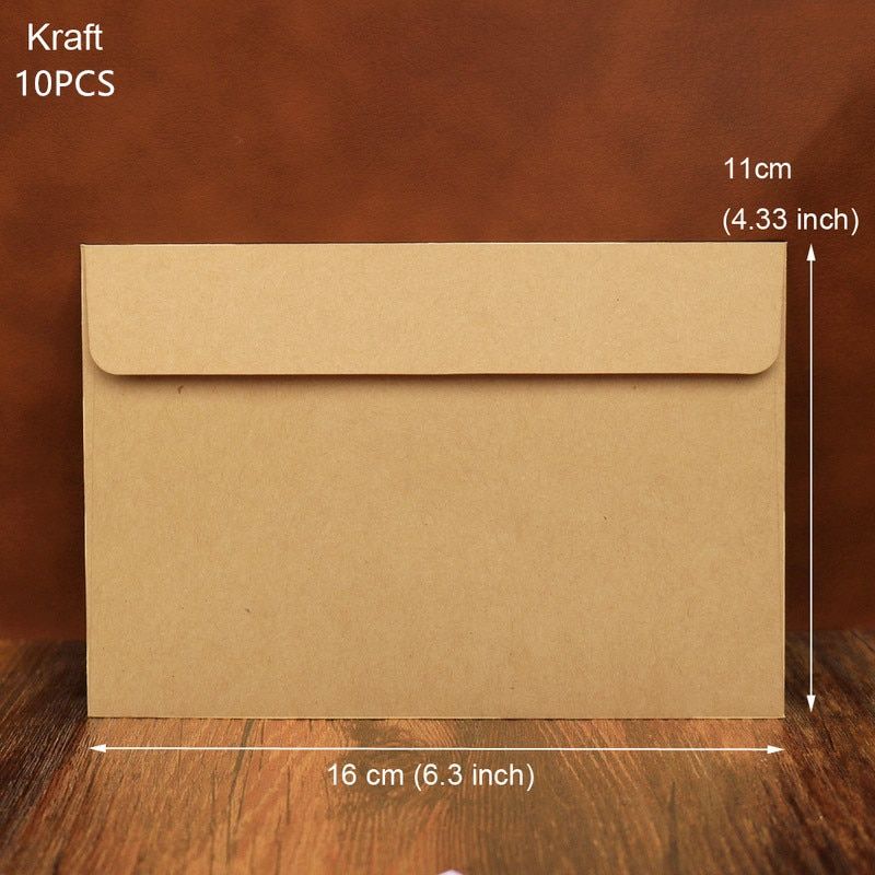 10Pcs Pack Kraft Black Paper Envelope Message Card Letter