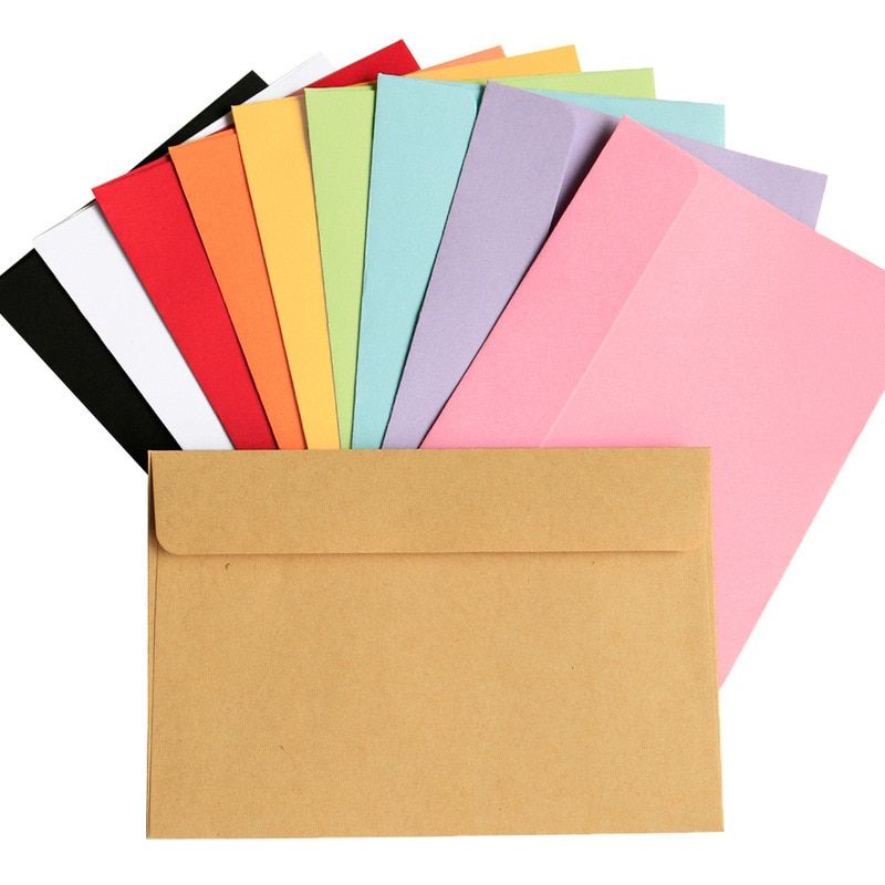 10Pcs Pack Kraft Black Paper Envelope Message Card Letter