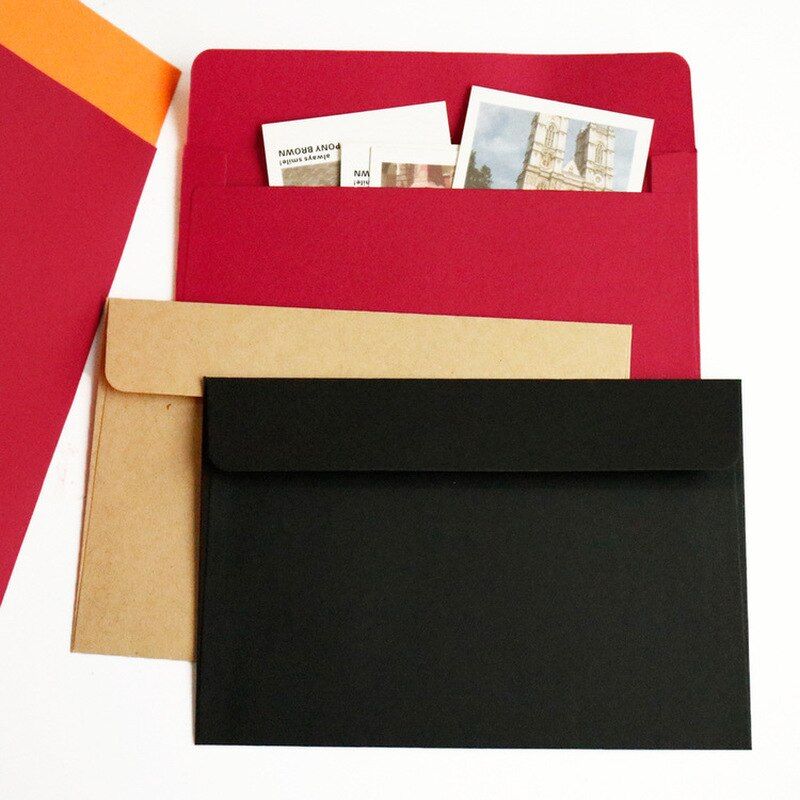 10Pcs Pack Kraft Black Paper Envelope Message Card Letter