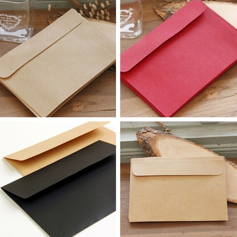 10Pcs Pack Kraft Black Paper Envelope Message Card Letter