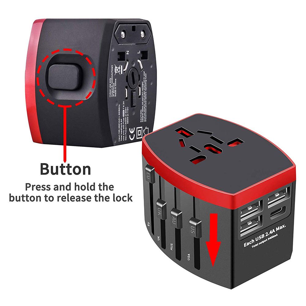 International Universal Travel Adapter All-in-one With Type C 3 USB