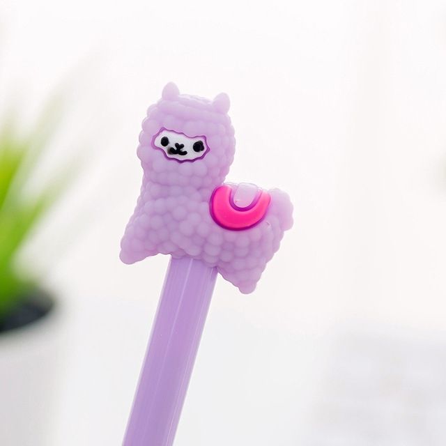4 PCS Gel Pens Cartoon Creative Alpaca Shape Student Signature Pen(Purple)
