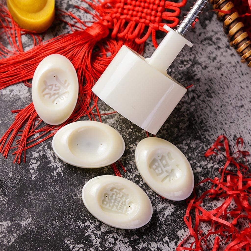 Mooncake Mold Cookie Cutter with 4 Ingot Stamps Hand Press Cake Pastry Mould DIY Bakeware Mold