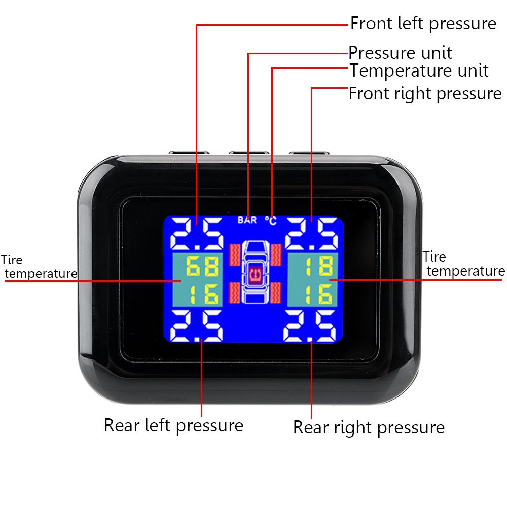 Tpms Car Tire Pressure Alarm Monitor System Lcd Display 4