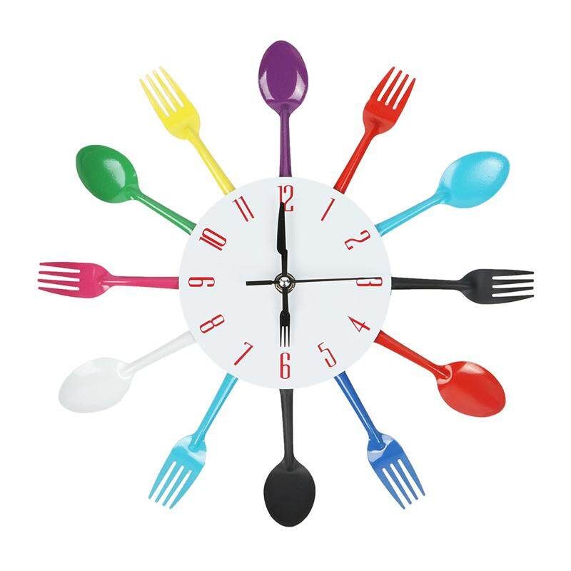 Wall Clock Diy Digital Home Decoration Living Room A Knif And Fork Quartz The Latest Version Multi Color