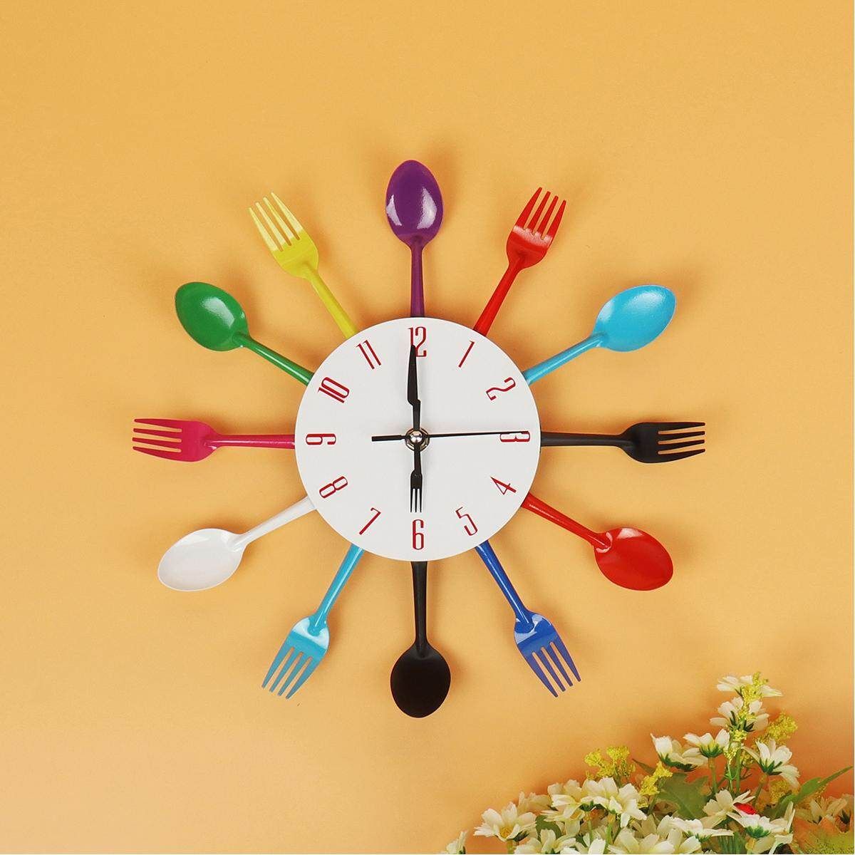 Wall Clock Diy Digital Home Decoration Living Room A Knif And Fork Quartz The Latest Version Multi Color