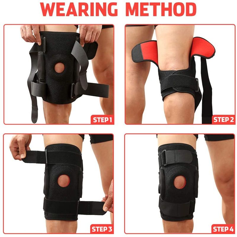 1PCS Men Women Knee Support Brace Adjustable Open Patella Knee Pad Protector Guard For Gym Workout Sports Arthritis Joint Pain(#Black)