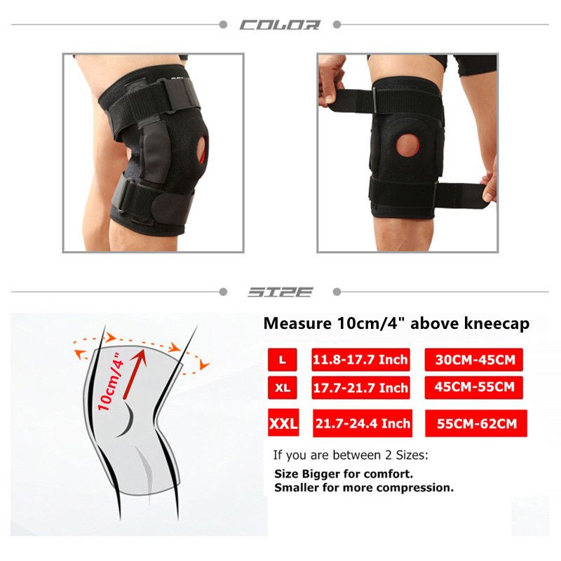 1PCS Men Women Knee Support Brace Adjustable Open Patella Knee Pad Protector Guard For Gym Workout Sports Arthritis Joint Pain(#Black)