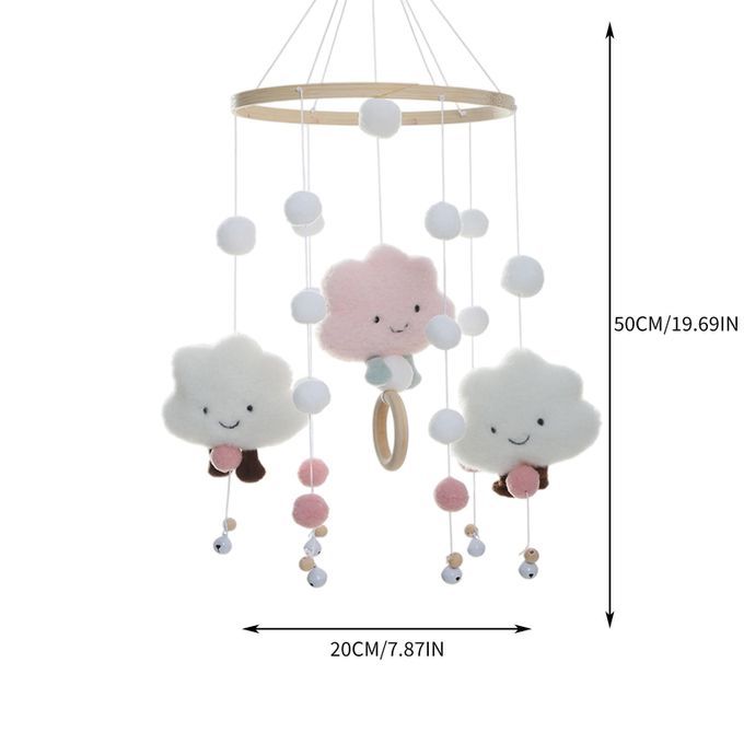Baby Crib Mobile Decor Bed Bell Hanging Rotating Handmade For Pink