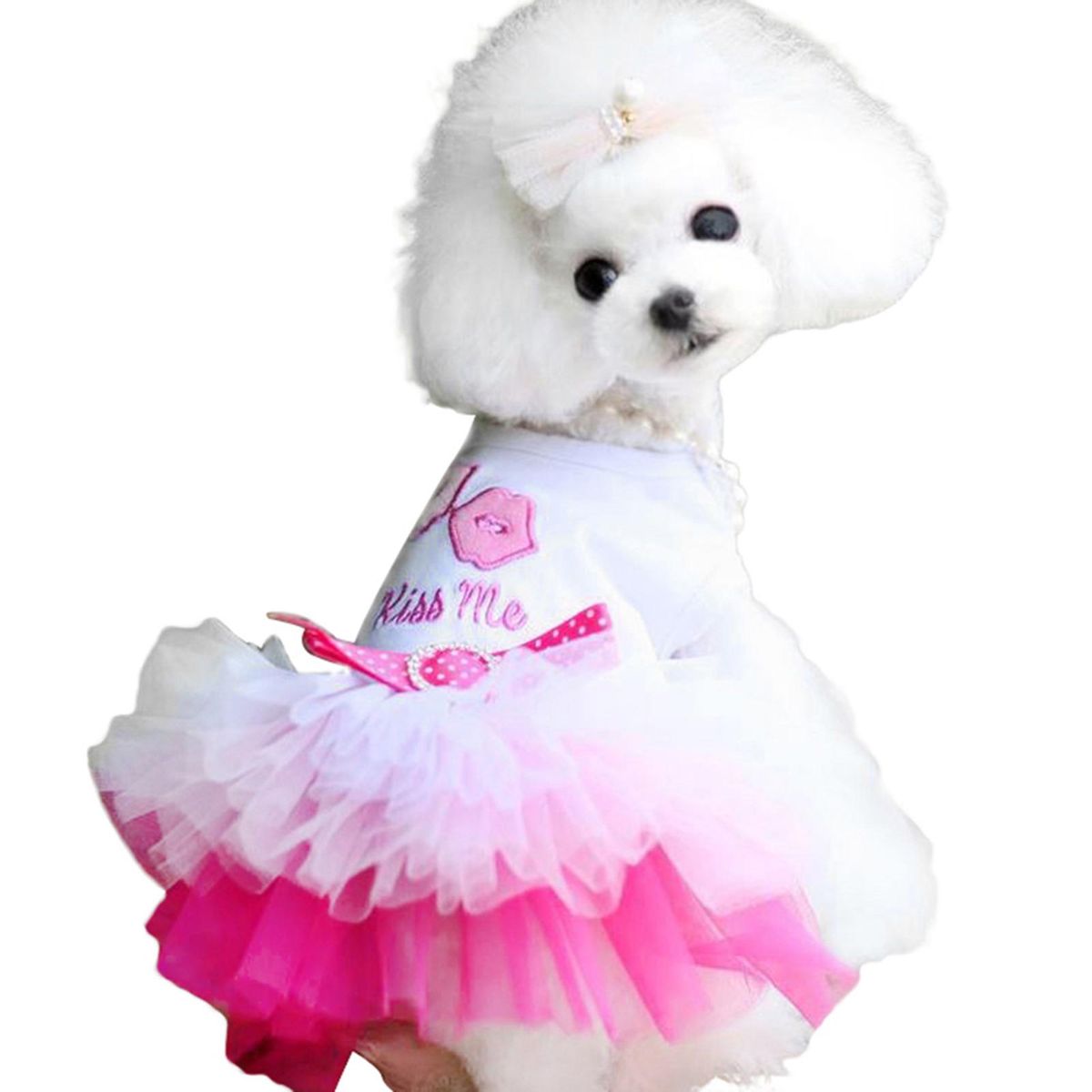 Pet Dress Breathable Love-hearts Pattern Cotton Summer-Pink