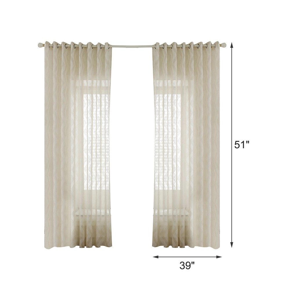 Sheer Voile Window Curtain With Ring Rod For Kitchen,