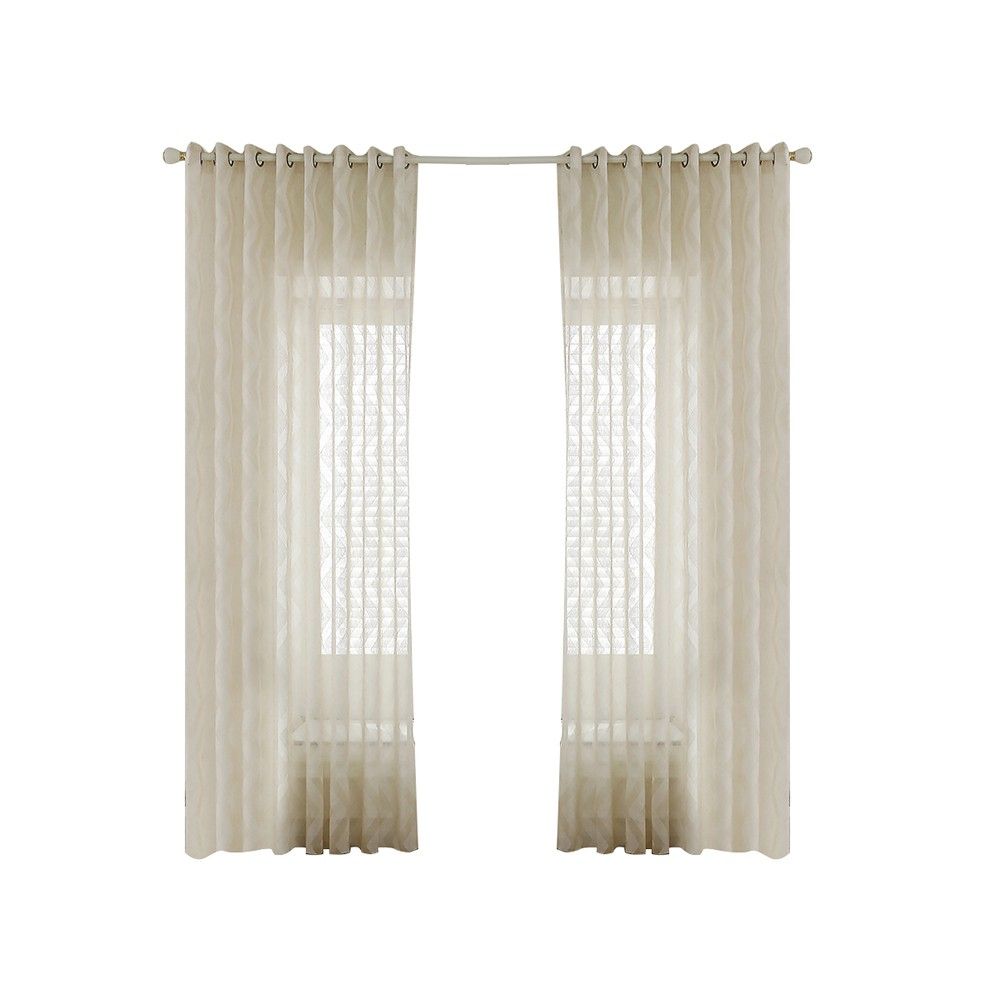 Sheer Voile Window Curtain With Ring Rod For Kitchen,