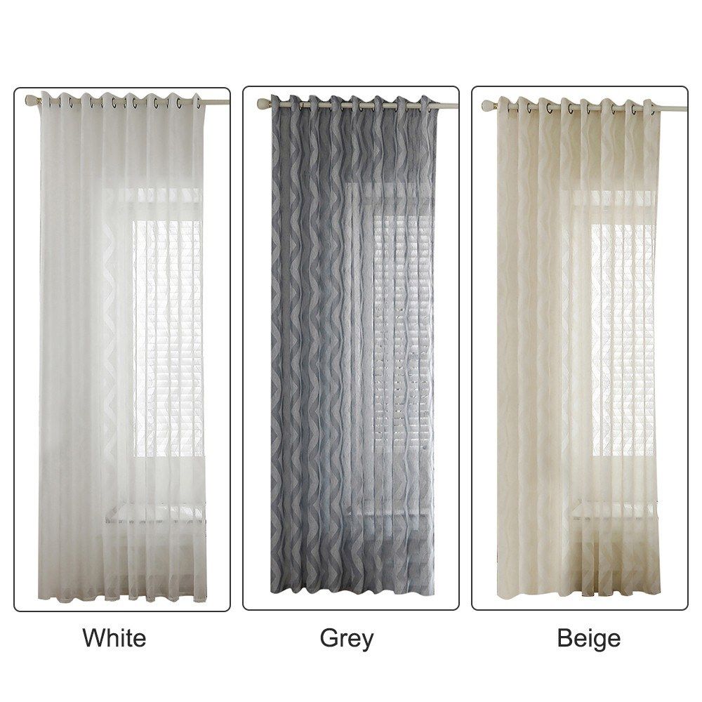 Sheer Voile Window Curtain With Ring Rod For Kitchen,