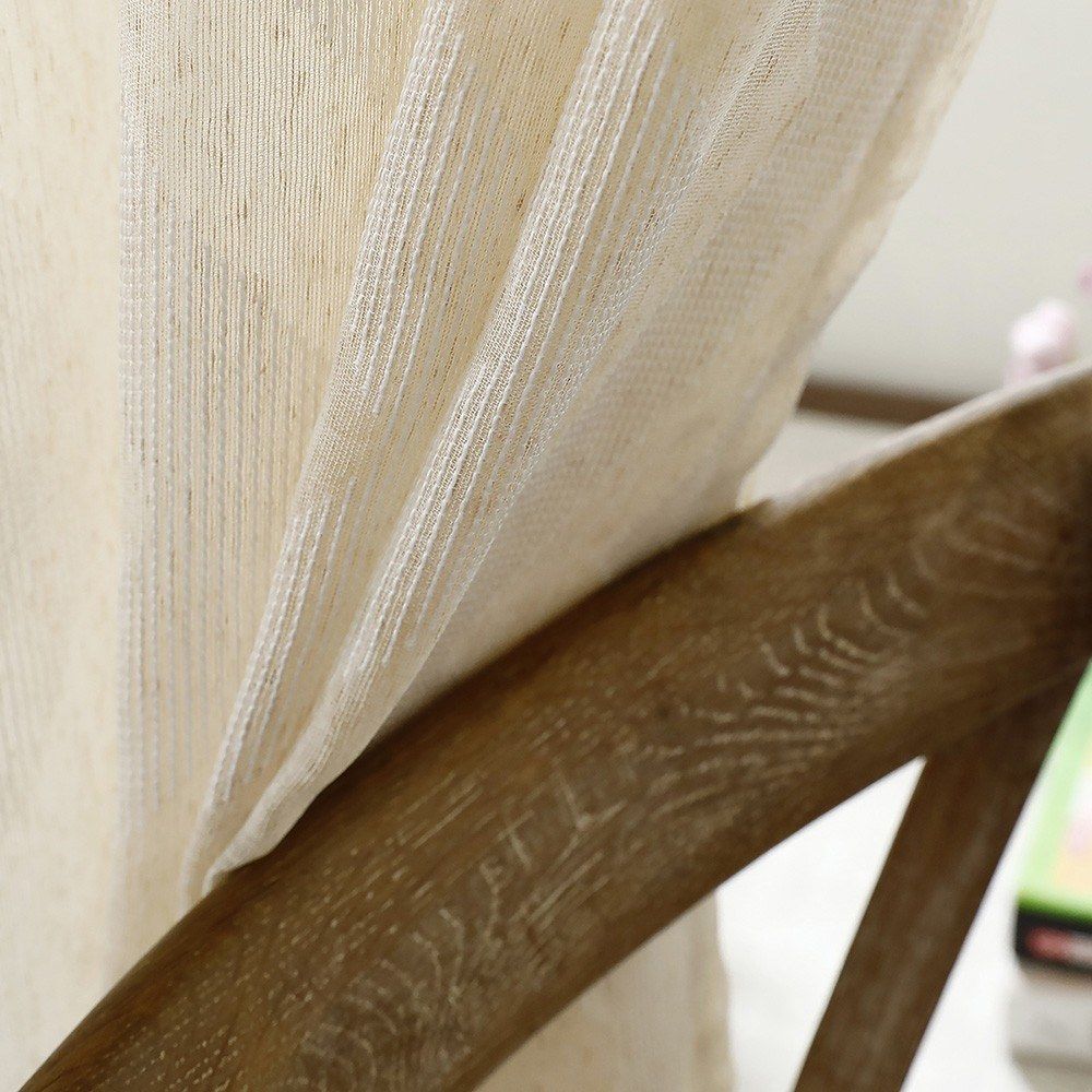 Sheer Voile Window Curtain With Ring Rod For Kitchen,