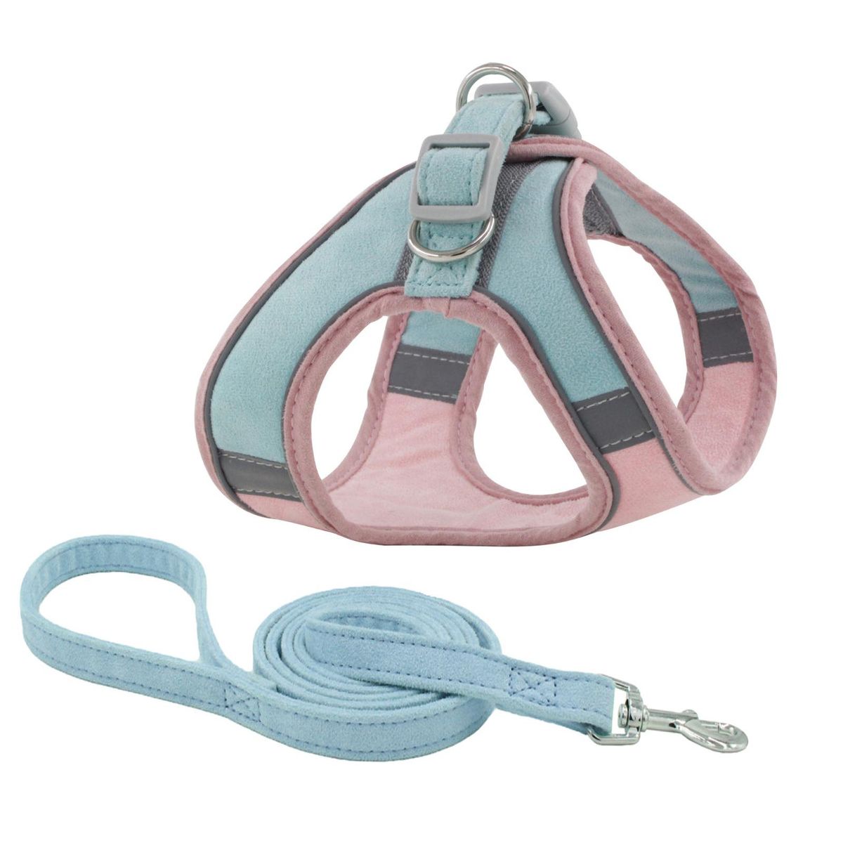 Pet Cat Safety Vest Harness Adjustable Traction-Pink Blue