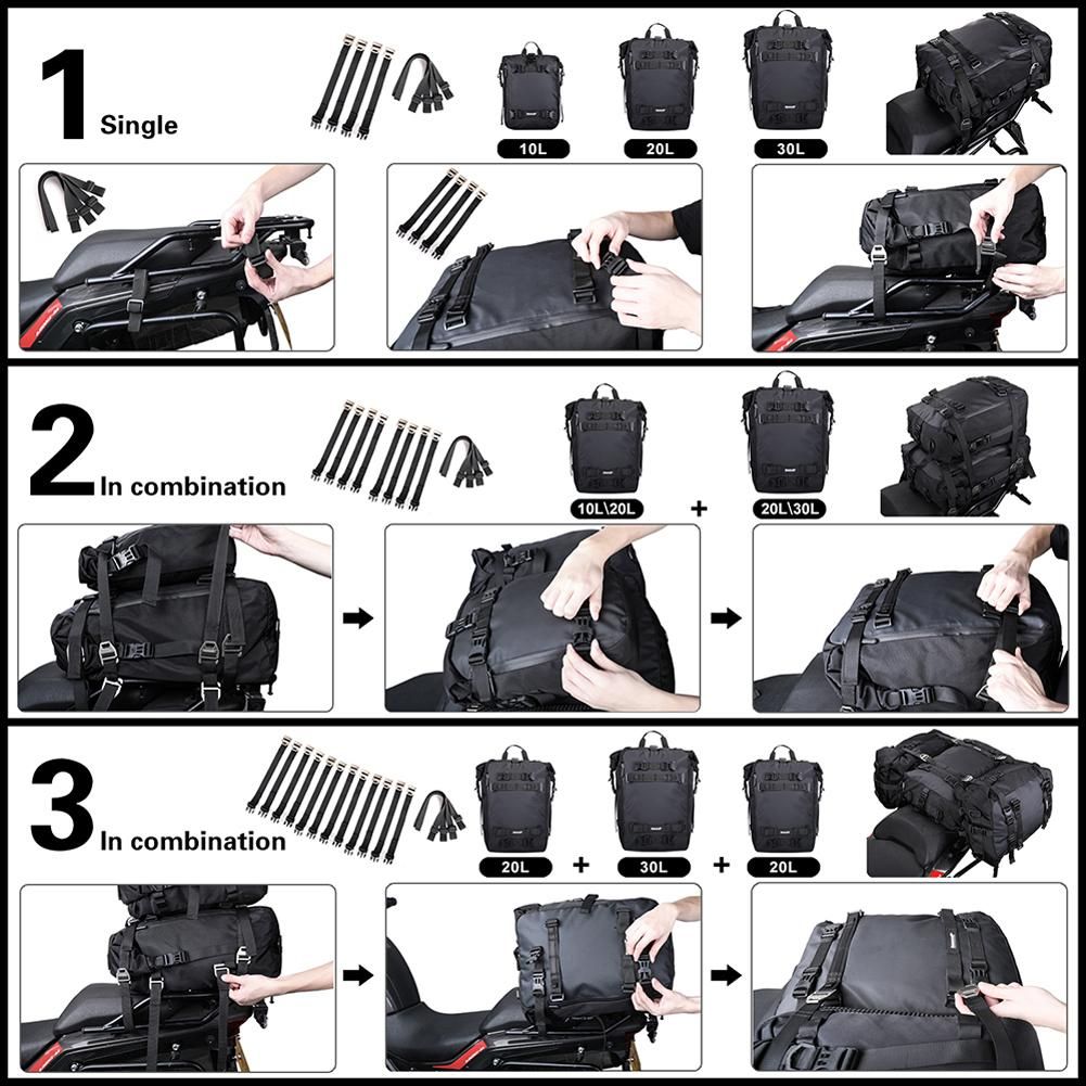 Large Capacity Motorcycle Bag Waterproof Luggage Pack Multi-Function Motorbike Saddle Rack Trunk Luggage Bags