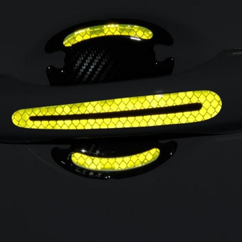 Car Door Handle Protection Cover Stickers Guard Film Carbon Fiber Reflective Decal Safety Anti-collision Strips Car Accessories