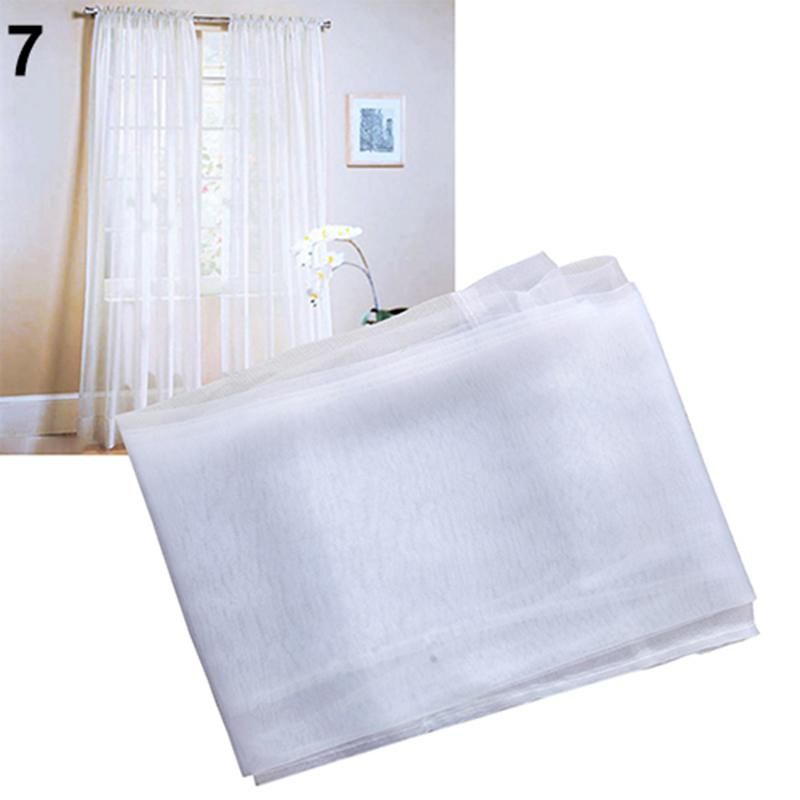 Glass Yarn Sheer Window Valance Curtain Pure Color-White