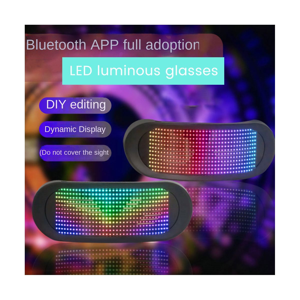 BluetoothLuminous Glass LED Futuristic Eyewear DIY Luminous Glasses Prop for Party Bar Festival Performance LED Glasses