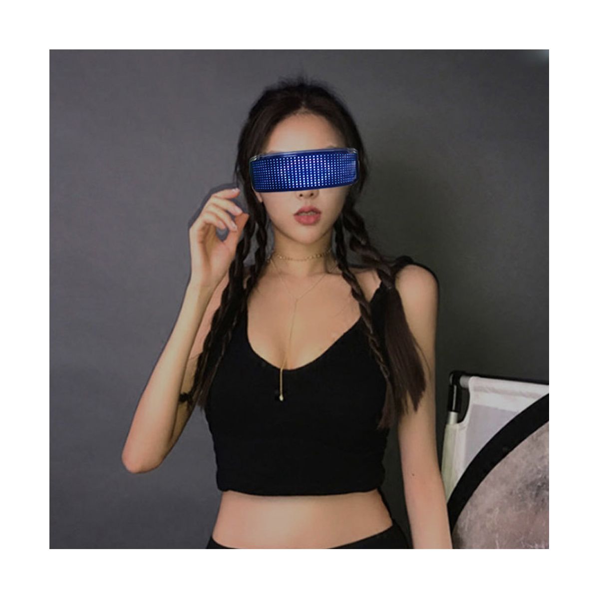 BluetoothLuminous Glass LED Futuristic Eyewear DIY Luminous Glasses Prop for Party Bar Festival Performance LED Glasses