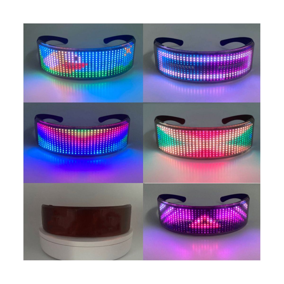 BluetoothLuminous Glass LED Futuristic Eyewear DIY Luminous Glasses Prop for Party Bar Festival Performance LED Glasses