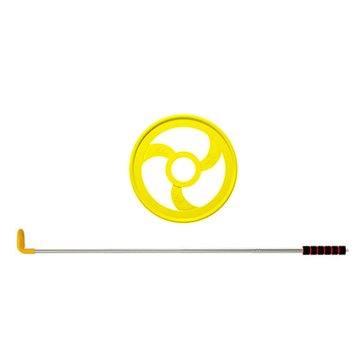 1 Set Iron Ring Toys Hand Pushing Rolling Iron Circle Yellow