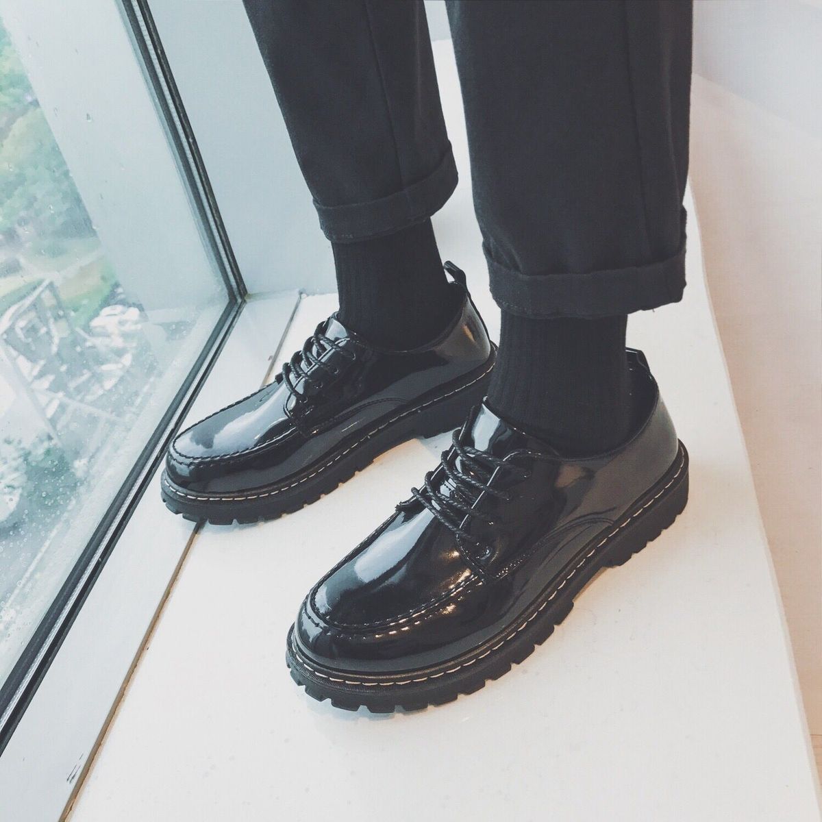 Korean Fashion Men's Shoes British Suit Heightened Black Men's Casual Shoes