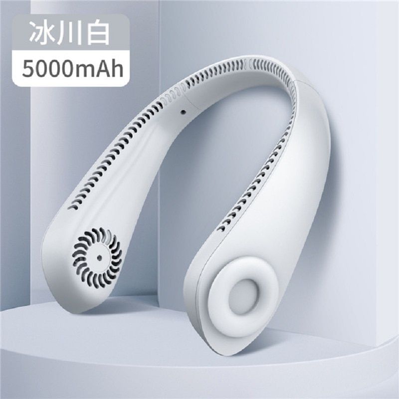 Airmsen Neck Fan Portable Mini Less USB Rechargeable Fan Mute Sports 3-speed Adjustable Fan For Summer Home Outdoor Sports White 5000mAh
