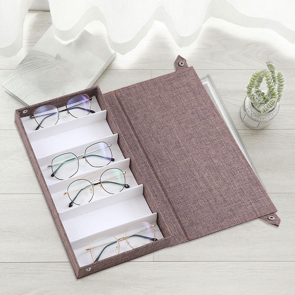 6-Compartment Eyeglasses Sunglasses Storage Display Case - Fits Coffee