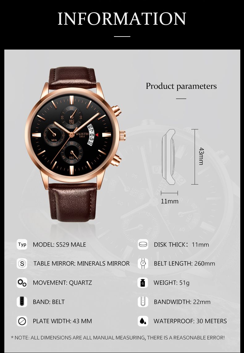 Fashion Fake Three-pin Men's Watch