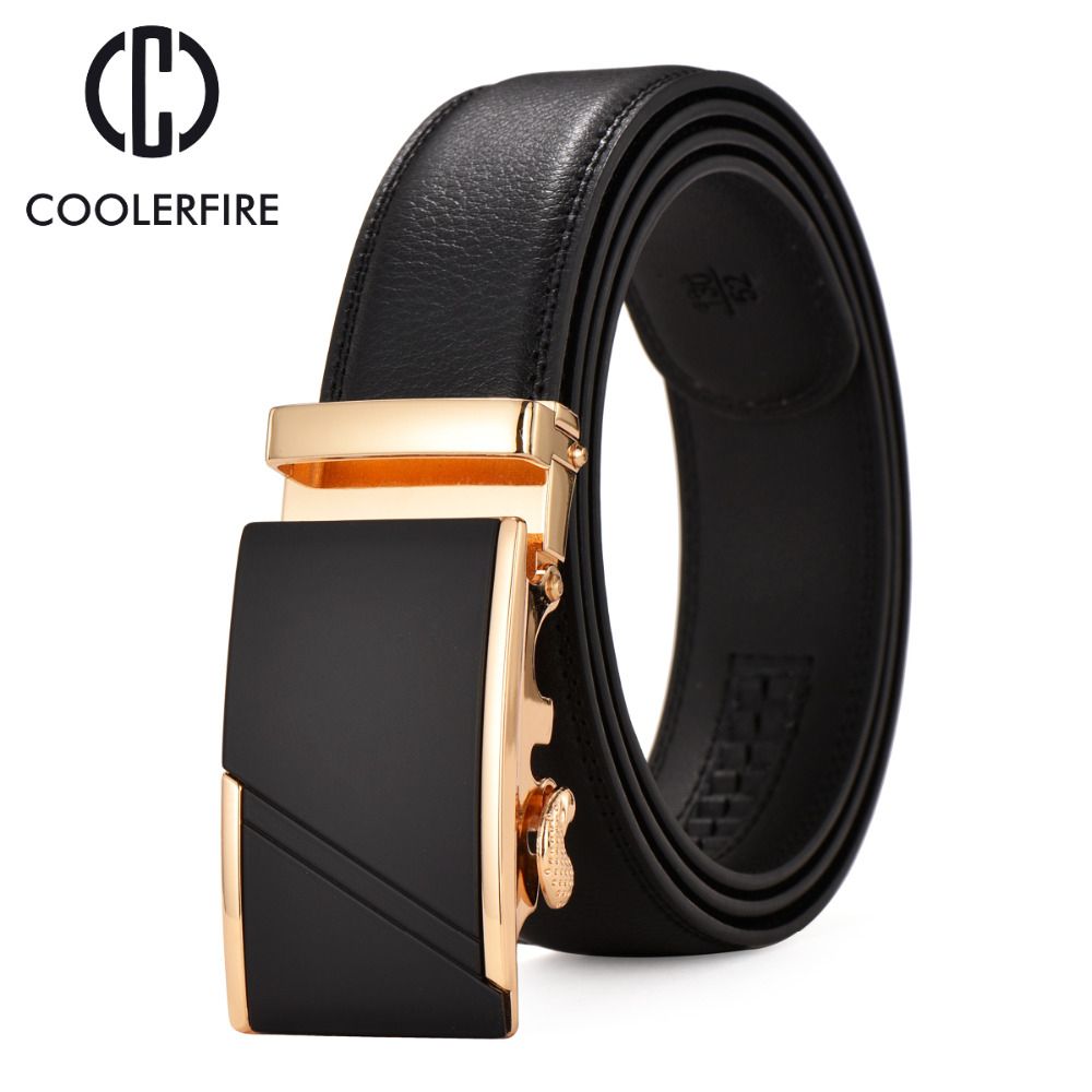 Designer Genuine Leather Strap Male Automatic Buckle Belts For Men Luxury Famous High Quality Mens Belt Black ZD001